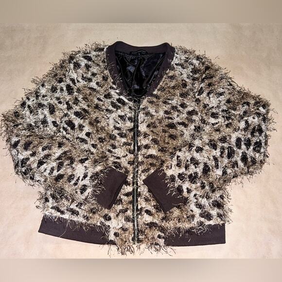 Lpve Culture faux fur leopard animal print zipper jacket size Large Like New - Picture 4 of 10